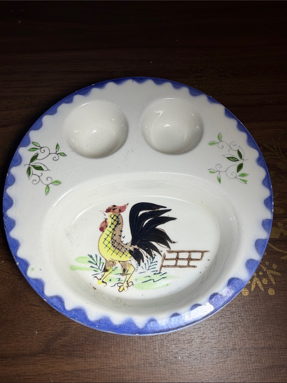 Vtg Children's ROOSTER Decorated Boiled Egg & Cereal Bowl 6" Colorful